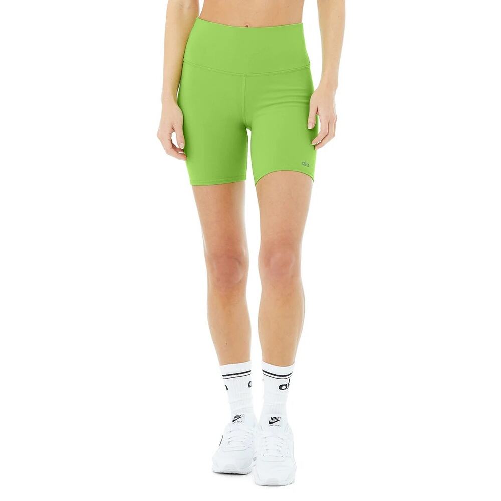 Alo Yoga Women’s High-Waist Biker Shorts – Green Apple – 7” Inseam – Size Small